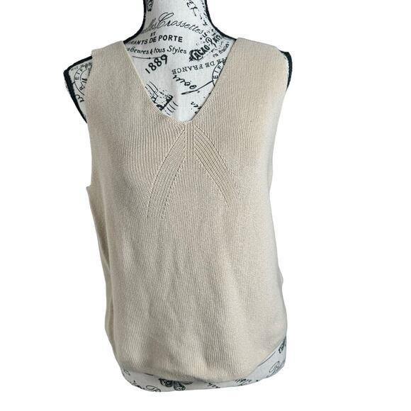 Gap Women's Tan 100% Cotton Double V-neck Sweater Tank Top - Size XL - NWT - Picture 1 of 4